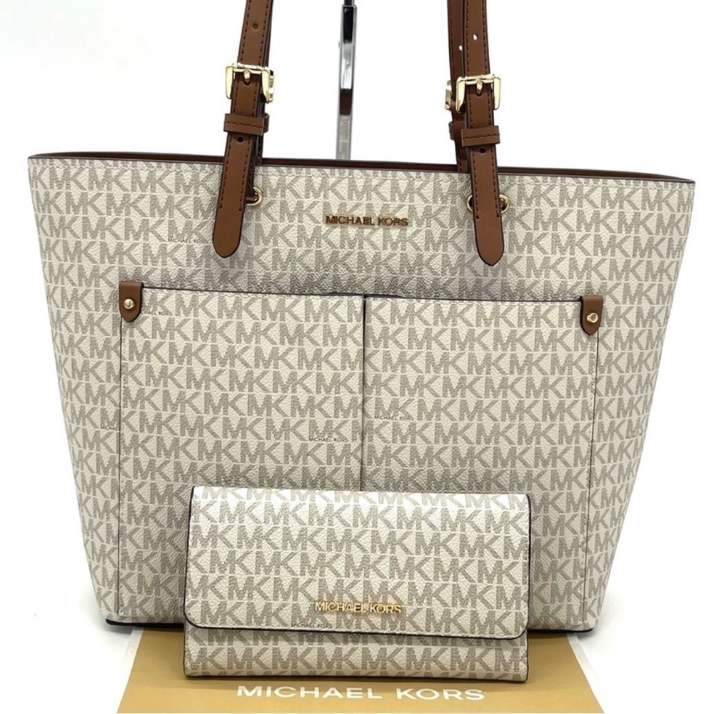 Michael Kors Medium Double Packet Tote Bag & Trifold Wallet